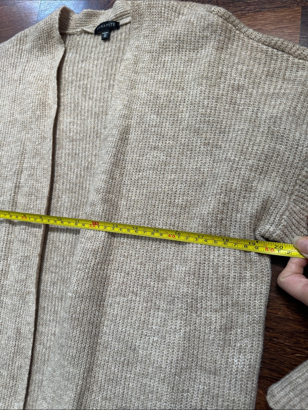 Dynamite Beige Ribbed Open-Front Long Cardigan - Picture 5 of 6